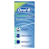 OralB Super Floss Mint Dental Floss for Braces Bridges 50 Strips ( 2pack )