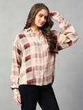 Kotty Women'S Oversized Printed Cotton Blend Stylish Looking Shirts(Multicolor,L)