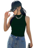 Kotty Women'S Slim Fit Sleeveles Ribbed T-Shirt(Green,S)