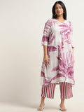 Anni Designer Women'S Cotton Blend Straight Printed Kurta With Palazzo (Rilaka Pink_L_Pink_Large),Pink,L,Rayon Blend,Regular,
