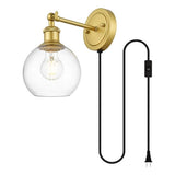 Living District Wesson 1-Light Metal Plug-In Wall Sconce In Brass/Clear