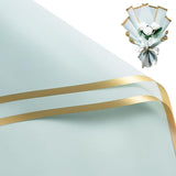 Zarwani 20 Sheets Korean Style Waterproof SkyBlue Bouquet Wrapping Paper (58cm x 58cm, 60 Microns) | Golden Border Design, Gif