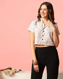 Toplot Women'S Casual Printed Crop Shirt With Half Sleeve Pack Of 2 (Combo-5059-Wht-Wht-M),White-White,,B0CFTXSCK2
