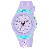 Led Luminous Child Kids Children Cute Cartoon Multi Color Lights Watch For Girls (Purple)