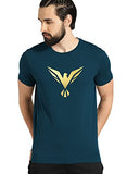 Adro Men'S Bird Gold Printed Cotton T-Shirt (Rn23-Gl-Bir-Sb_Teal_Xl)