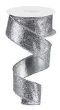 Silver Metallic Wired Ribbon, 1.5 inch x 10 Yard