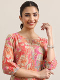 Libas Women'S Silk Blend Printed Regular Kurtas (29476Oc_Peach