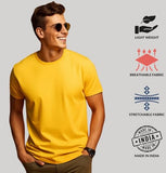 Adro Men'S Solid Regular Fit T-Shirt (Rcm2-Pln-Mu-Sk_Mustard,Sky Blue