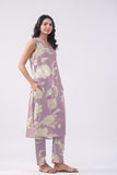 Anni Designer Women'S Rayon Viscose Straight Printed Kurta With Pant (Teras Purple_M_Purple_Medium),Purple,M,,,
