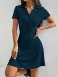 Toplot Casual Wear Dress For Women || Knee Length || Half Sleeve || Strip Dress (Kit-Dress-5237-Teal-Xs),Teal,,B0DZXGR8WC