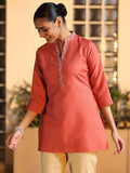 Libas Women'S Cotton Blend Solid Straight Kurtis (58254B Rust Rust S