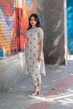 Anni Designer Women'S Rayon Viscose Straight Printed Kurta With Pant (Ochi White_M_White_Medium),White,M,Rayon,Regular,