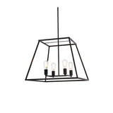 Living District Declan 4-Light Farmhouse Metal Pendant In Black