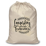 ThePrintFactory Cotton laundry today or naked tomorrow bag for clothes Travel organizer Ecofriendly 100% pure cotton drawst