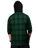 Eyebolger Mens Checkered Hooded Neck Full Sleeve T-Shirt,Jasper BlackApparel,2XL