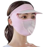 Anup Torda WomenS Summer Uv Protection Cap Mask With Foldable Scarf | Ice Silk Breathable Face Cover Hat With Neck Shield For Ou