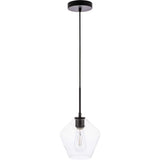 Living District Gene 1-Light Mid-Century Metal Pendant In Black And Clear Glass