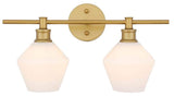Living District Gene 2-Light Metal Wall Sconce In Brass And Frosted White