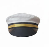 Atabz Navy Flat Captain White Short Outdoor Hats Caps For Men And Boys Cricket Cap, Pilot Cap