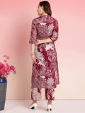 Gosriki Women'S Rayon Blend Straight Printed Kurta With Pant (Tomsk Maroon-Gs_Xl_Maroon_X-Large),Maroon,,B0DRNM6728