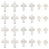 SUNNYCLUE 1 Box 90Pcs White Cross Beads Mini Small Synthetic Turquoise Stone Cross Bead Tiny Pocket Crosses Easter Holiday Cruci