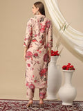 Anni Designer Women'S Cotton Blend Straight Printed Kurta With Pant (Theo Beige_Xxl_Beige_Xx-Large),Beige,2XL,Cotton Blend,Casual,