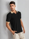 Toplot Polo T Shirt For Men || Men Casual T-Shirt || Polo For Man || Jacquard || Contrast Collar And Cuff || Value Pack (V-Jqrd-Solid-Polo-5245-Black-White-L),Black-White,,B0FD9N7CKH