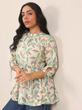 Libas Women'S Silk Blend Printed Anarkali Kurti (29629_Off White_Xxl)
