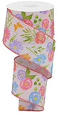 Wildflower Wired Ribbon, Pastel Craft Supply to Make Handmade DIY Wreath, 2.5 inch x 10 Yard, Spring, Easter, Floral, DIY, Mothe