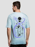 ADRO Oversize T Shirt for Men | Drop Shoulder Cotton T Shirt | Anime Oversize T-Shirt | Luffy T Shirt Gear 5| Trendy Front and Back Printed T Shirt|OVR24-L1-ANI-SK-L Sky Blue,Sky Blue