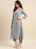 Gosriki Women'S Cotton Blend Straight Printed Kurta With Pant Set (Bitiya Blue-Nwg-Gs_Xxl_Blue_Xx-Large),Blue,2,B0CBPS49X6