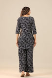 Anni Designer Women'S Rayon Blend Straight Bandhej Printed Kurta With Pant (Nesta Blue_M_Blue_Medium),Blue,M,Rayon Blend,Regular,Kurta