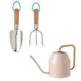 Ikea LRkar 2Piece Gardening Set, Birch/Stainless Steel Large With Vattenkrasse Watering Can, Pale Pink/GoldColour0.9 L