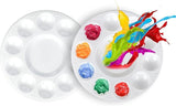 Maharaj Mall Paint Tray Palettes,White Paint Trays for Kids,Round Plastic Paint Pallets with 10 Wells Acrylic Paint Palette for
