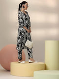 Libas Womens Printed Viscose Co-Ord Set For Women Black L 49408B