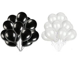 Vail Creations MADE IN INDIA 10inch Metallic Balloons for Birthday Decoration/Anniversary Party Decoration (White,Black, Pack of