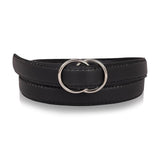 Stockzone Black Double Ring Faux Leather Belt For WomenS & Girls | Formal & Casual Belt For Ladies | Double Ring Belt For Ladie