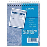 Tops Telephone Message Book With Fax/Mobile Section, 4-1/4 X 5 1/2, Two-Part, 50/Book