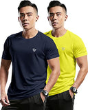 Eyebogler Mens Round Neck Half Sleeve Solid Dry Fit Tshirt Pack Of 2,Navy Blue::LimeadeApparel,XL