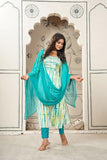 Gosriki Women'S Rayon Viscose Straight Printed Kurta With Pant & Dupatta (Tiedye Rama Green-Vks08-Gs_3Xl_Green_Xxx-Large),Green,3,B0F91B9XG5