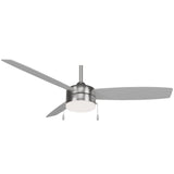 Minka-Aire F670L-BN/SL Airetor III 54 Ceiling Fan with LED Light and Pull Chain in Brushed Nickel Finish