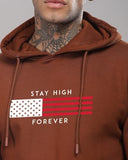 ADRO Hoodies for Men 320 GSM Soft Cotton Hoodie Fabric Long Lasting Printed Hoodies for Winter | Mens Hoodies | Sweatshirt for Men|H24-FLAG-BR-S,Downtown Brown