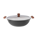 Wonderchef Ebony Aluminium Hard Anodised Deep Kadhai with Lid 30cm for Kitchen, NonToxic, Chemical & PFOA Free, LowOil Cooking