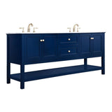 Elegant Decor Metropolis 72 Solid Wood And Metal Single Bathroom Vanity In Blue