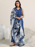 Libas Women'S Cotton Blend Self Design Kurta Set (400393_Blue_L)