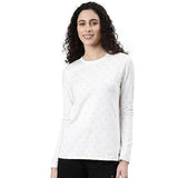 Enamor Women'S Geometric Slim Fit T-Shirt (E257_Bright White-Dandelion Aop,Bright White-DandeliApparel,S