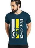 Adro Men'S Bike Rider Printed Cotton T-Shirt (Rn22-2-Bik-Sb_Teal_L)