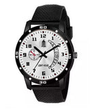 Light House Round Shape Quartz Analog Men'S Watch With Black Dial & Black Colored Silicon Strap