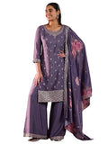 Libas Women'S Silk Blend Embroidered Kurta Set (49221 Purple