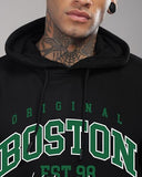 Adro Men'S Cotton Neck Hooded Regular Sweatshirt (H24-Bost-Bl_Black, Large